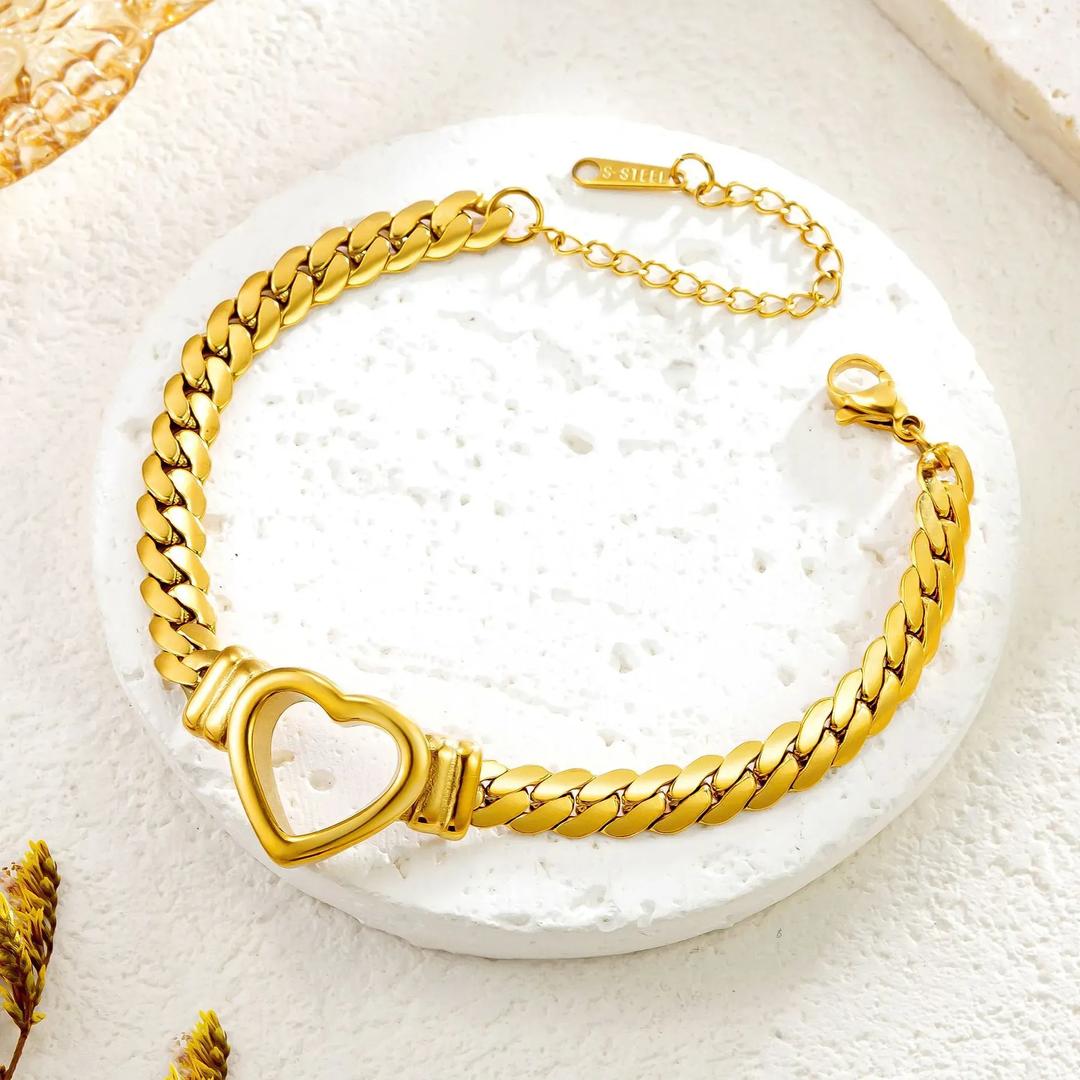 Adjustable Gold Plated Heart Design Bracelet - 1 Pc