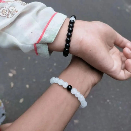 1 Pair (2pcs) Couple Bracelets Black & White Color