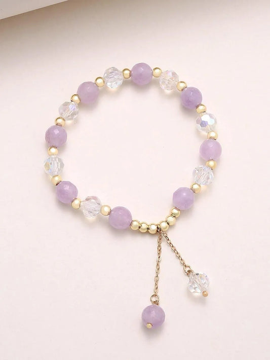 1 Pc Antique Design Beads Chain Bracelet Purple Color