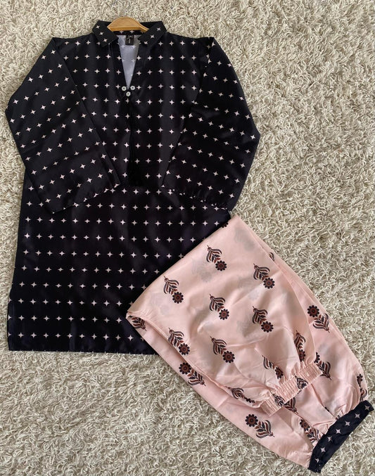 Stitched 2 piece printed shirt and printed trouser